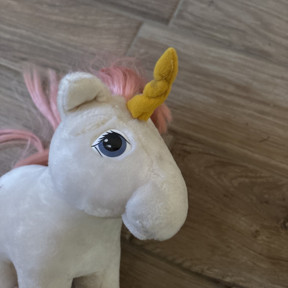 Vintage My Little Pony Moondancer Unicorn Plush Hasbro Softies 1984 White 10in - Picture 4 of 11